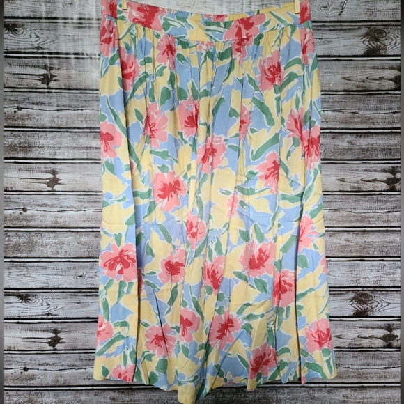 Vintage 80s TJW by Mervyns Floral Full Skirt with Pockets size 12 - Picture 4 of 4
